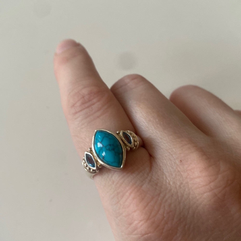 Turquoise Topaz Vintage Ring 925 silver